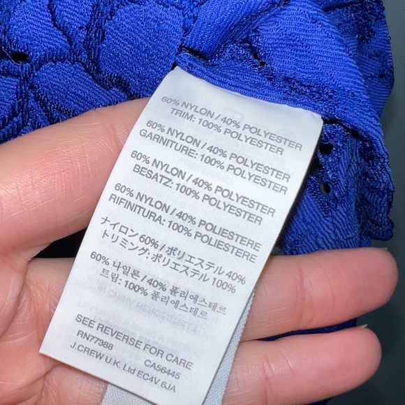 &J CREW Bright Ocean Blue Lace Keyhole Neck Cap Sleeve Top Size 00 royal blue - Picture 4 of 6